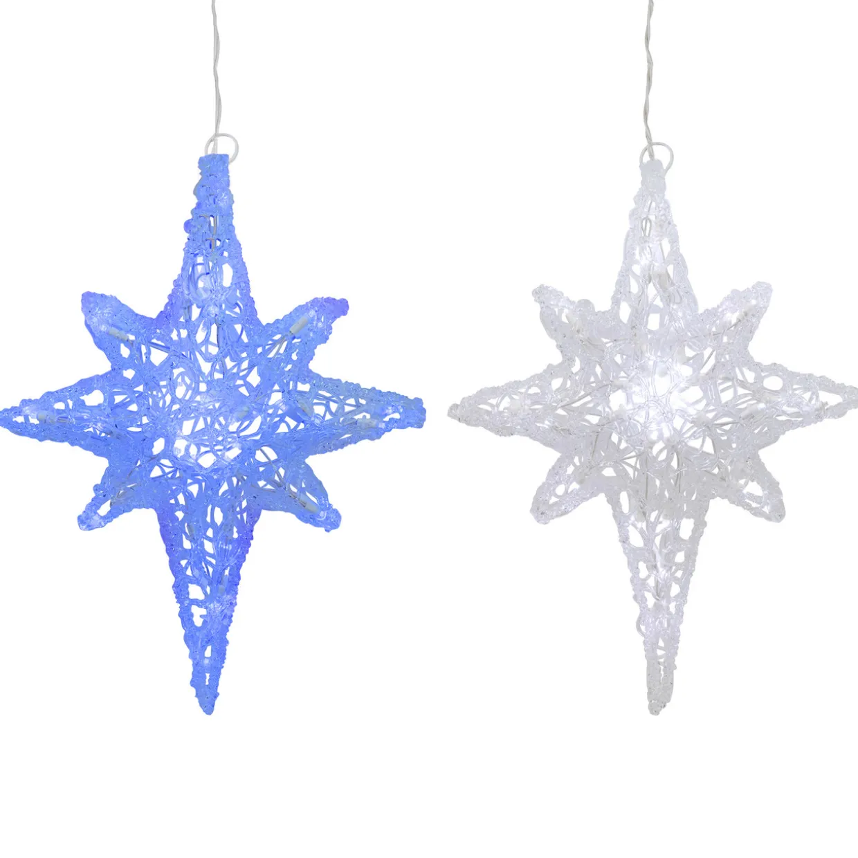 24" Color Changing Blue and White LED Bethlehem Star Hanging Christmas Decoration