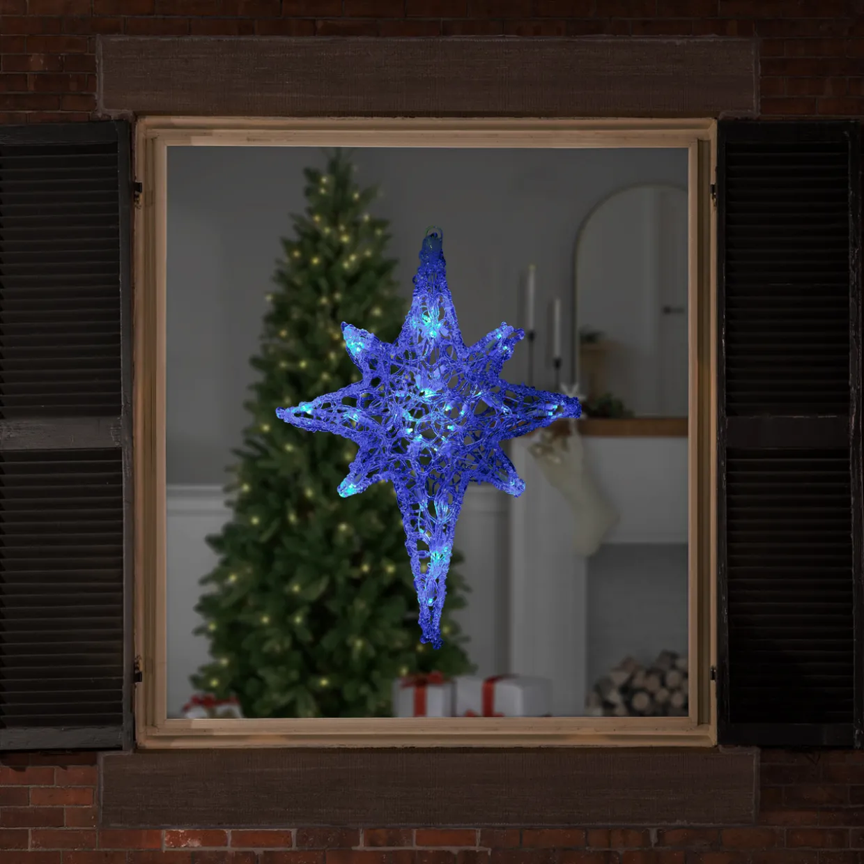 24" Color Changing Blue and White LED Bethlehem Star Hanging Christmas Decoration