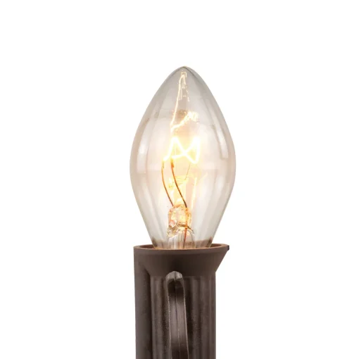 25 Count Clear C7 Christmas Lights, 24ft Brown Wire
