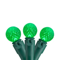 50 Count Green LED G12 Berry Mini Christmas Lights - 15 ft White Wire