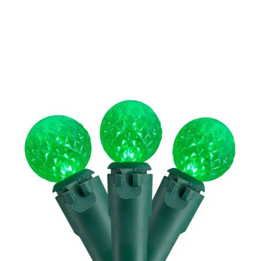 50 Count Green LED G12 Berry Mini Christmas Lights - 15 ft White Wire