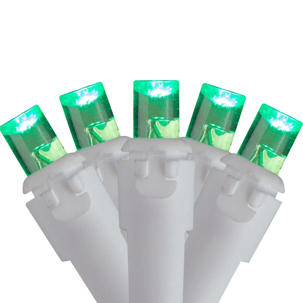 100 Count Green LED Wide Angle Icicle Christmas Lights, 5.5ft White Wire
