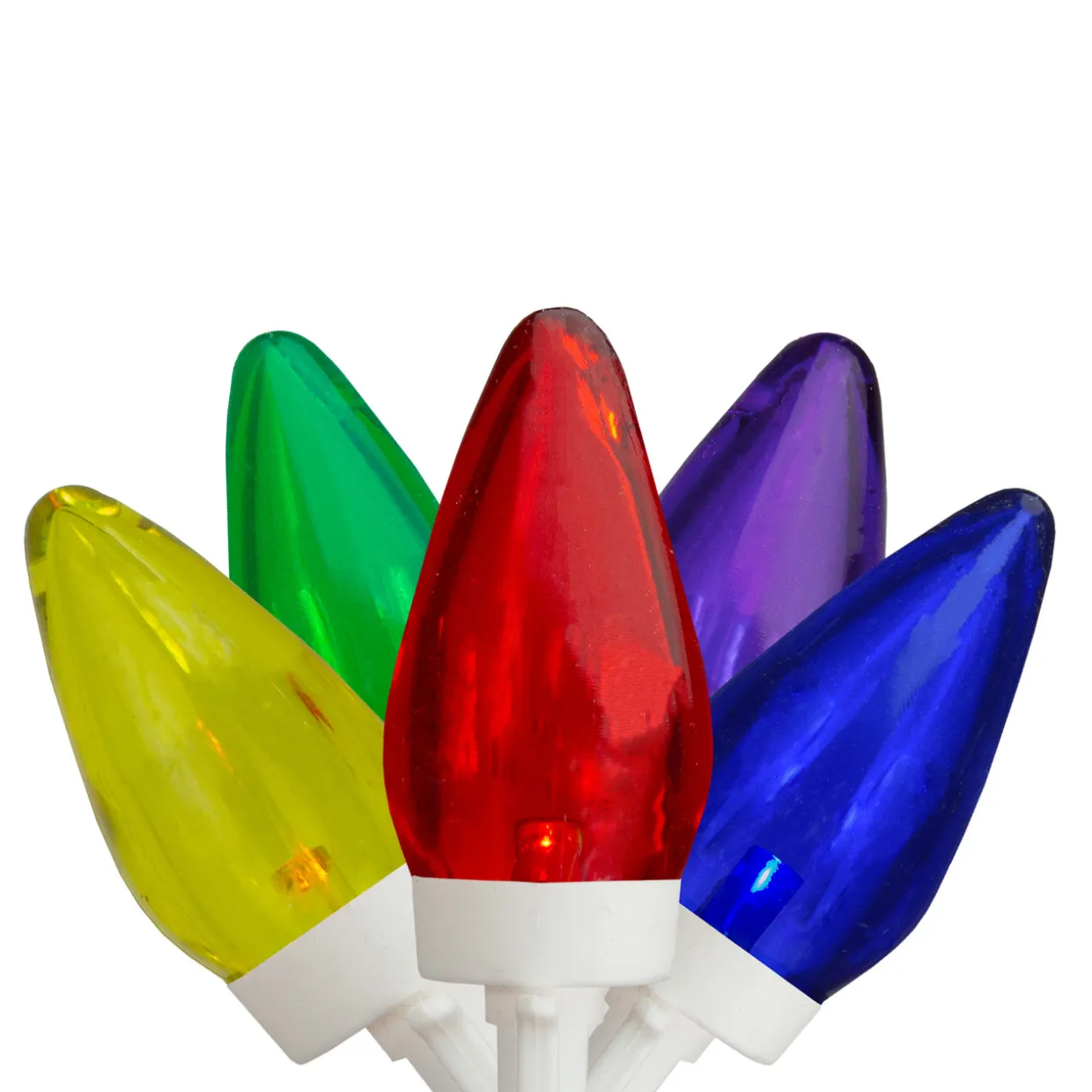 25 Count Multi-Color LED C7 Christmas Lights, 16 ft White Wire