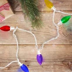 25 Count Multi-Color LED C9 Christmas Lights, 16 ft White Wire