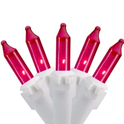 100 Count Pink Mini Icicle Christmas Lights - 3.5 ft White Wire