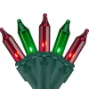 100 Count Red and Green Mini Christmas Lights - 28.75' Green Wire