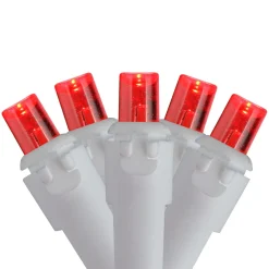 100 Count Red LED Wide Angle Icicle Christmas Lights, 5.5 ft White Wire