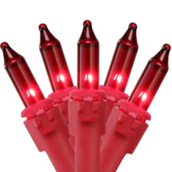 100 Count Red Mini Christmas Lights, 20 ft Red Wire