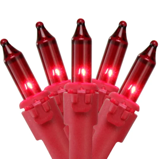 100 Count Red Mini Christmas Lights, 20 ft Red Wire