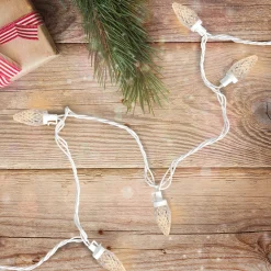 50 Count Warm White LED C7 Faceted Christmas Lights, 20.25 ft White Wire