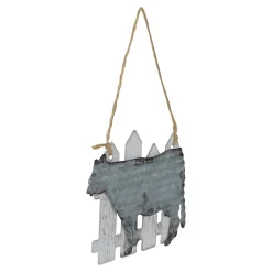 4.5" Country Rustic Cow and White Picket Fence Christmas Ornament