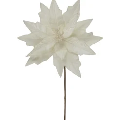 24" Cream Glittered Poinsettia Christmas Stem Spray
