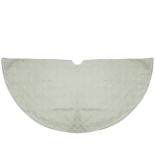 48" Cream Quilted Christmas Hexagon Tree Skirt with Velvety Trim