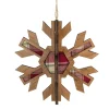 7" 3-D Faux Wood and Red Plaid Starburst Snowflake Christmas Ornament