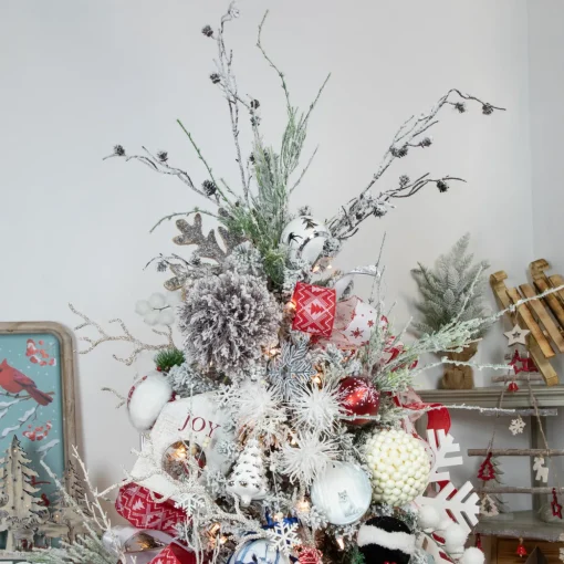 8" Faux Fur and Nordic Print Christmas Ball Ornament