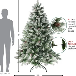 7' Flocked Angel Pine Artificial Christmas Tree - Unlit