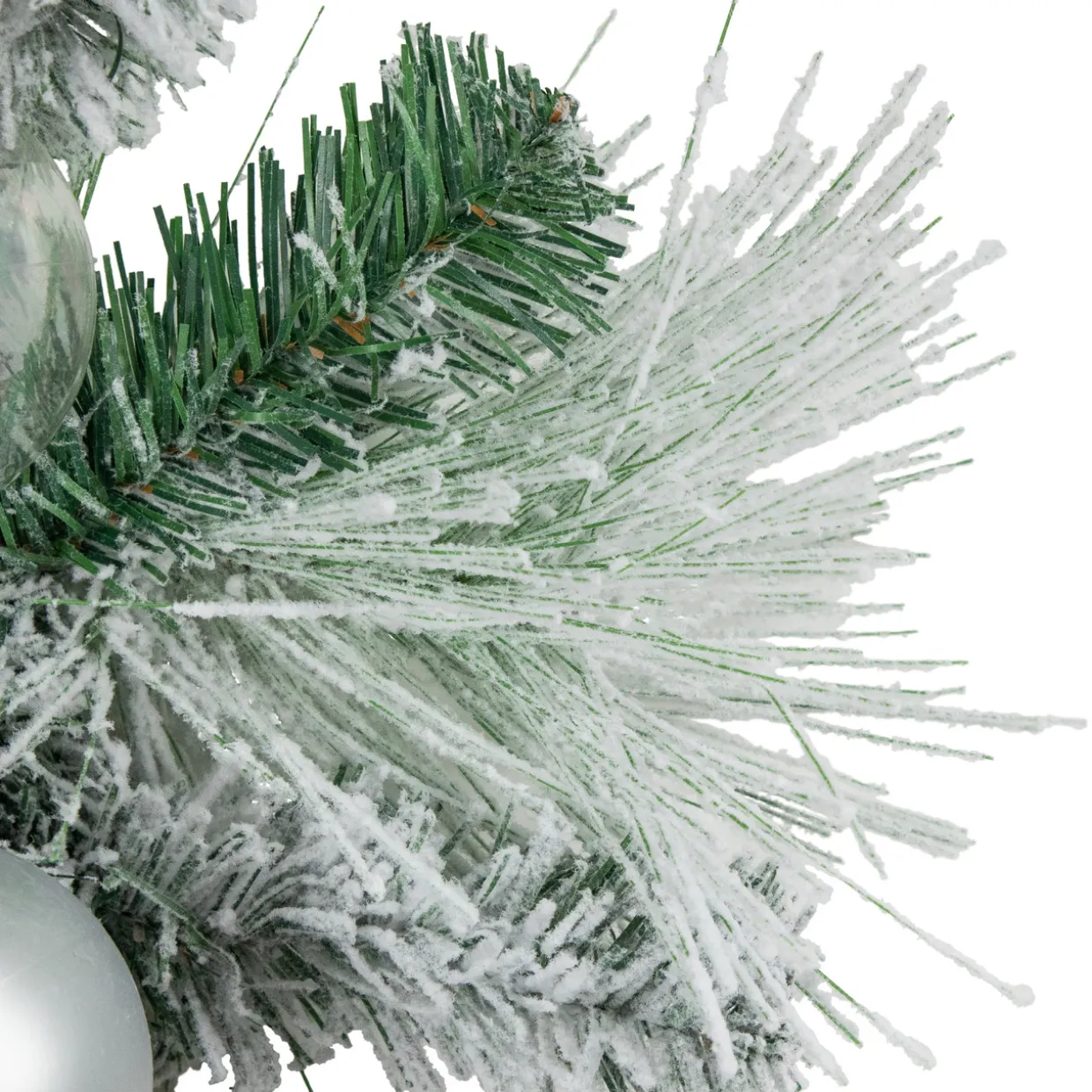 6' Flocked Pine Artificial Christmas Garland with Iridescent Ornaments, Unlit