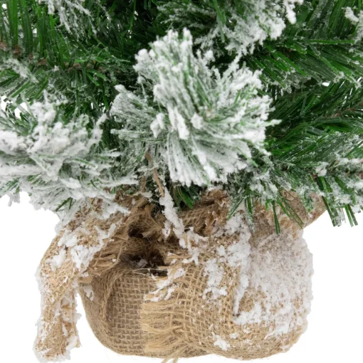 22" Flocked Pine Full Artificial Christmas Tree in Burlap Base - Unlit