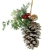 13" Frosted Pine Cone with Mixed Foliage Christmas Ornament