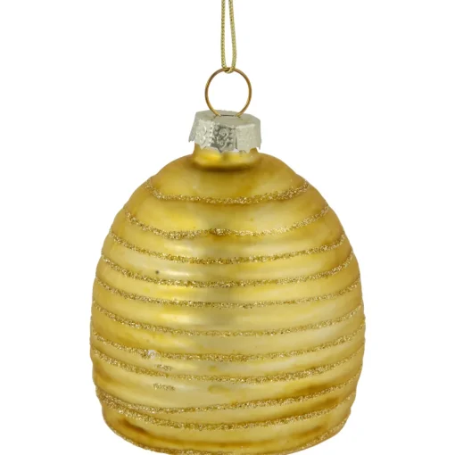 2.75" Glittered Beehive Glass Christmas Ornament