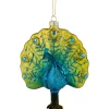4.75" Glittered Blue and Gold Peacock Glass Christmas Ornament