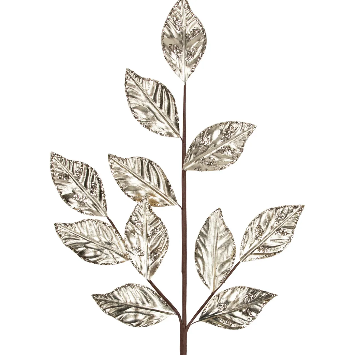 25.5" Glittered Champagne Gold Leaves Christmas Spray