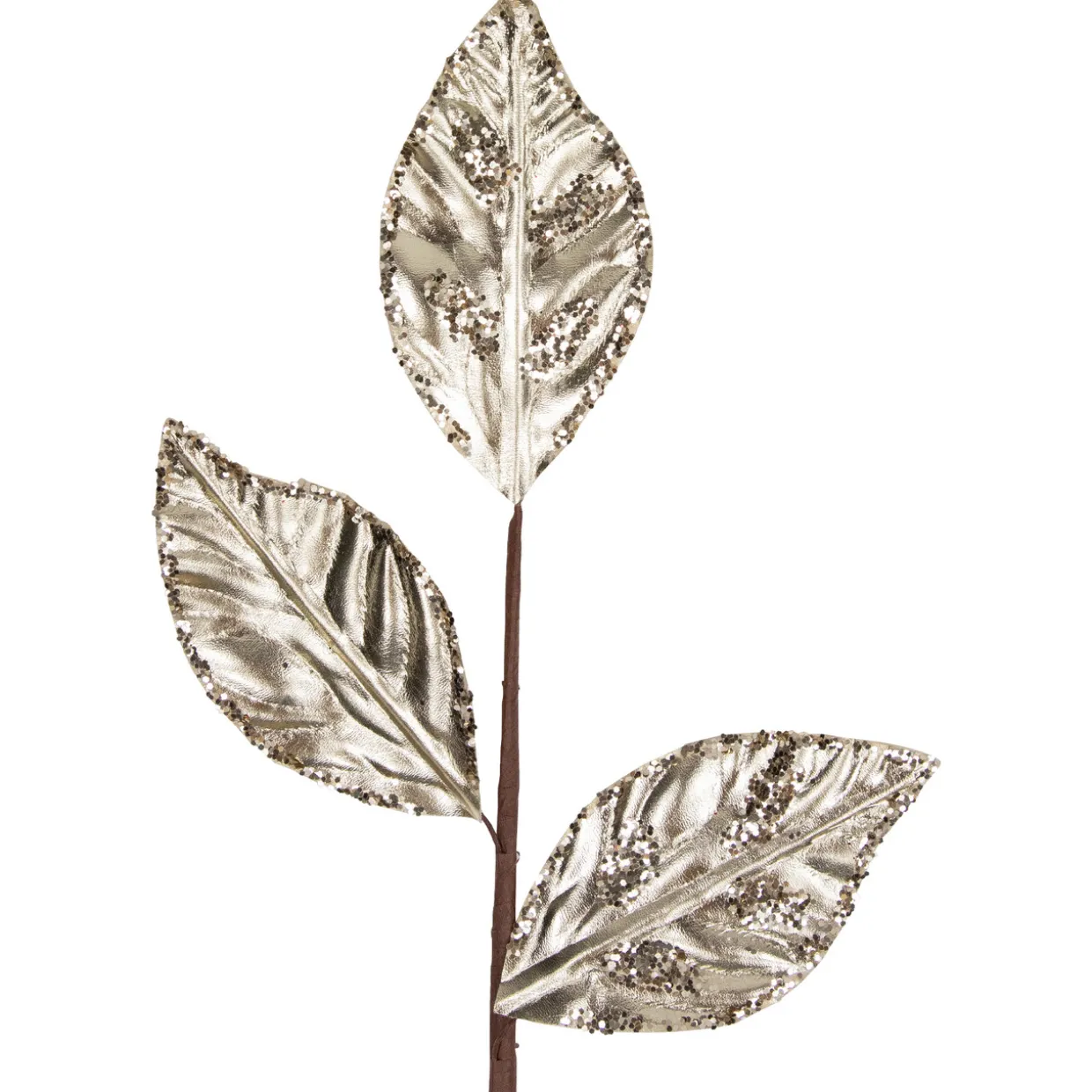 25.5" Glittered Champagne Gold Leaves Christmas Spray