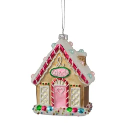 4.5" Glittered Gingerbread House Glass Christmas Ornament