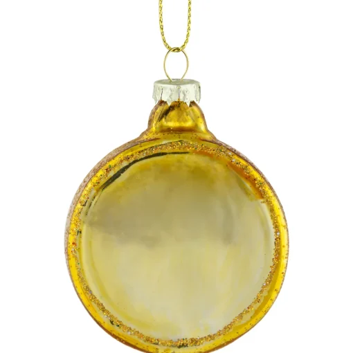 2.5" Glittered Gold Compass Glass Christmas Ornament