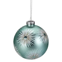 4" Glittered Mint Green Starburst Glass Christmas Ball Ornament