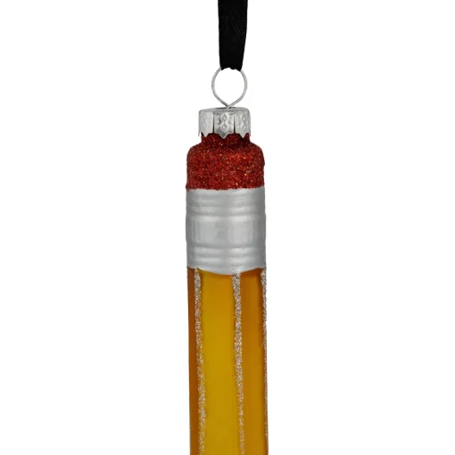 5.75" Glittered Pencil Glass Christmas Ornament