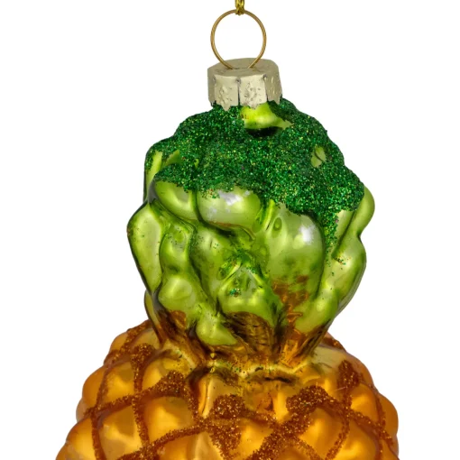 4.75" Glittered Pineapple Glass Christmas Hanging Ornament