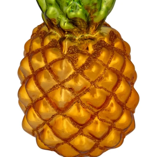 4.75" Glittered Pineapple Glass Christmas Hanging Ornament