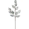 25" Glittered Platinum Leaves Christmas Spray