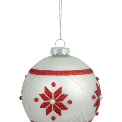 4" Glittered Snowflake Glass Christmas Ball Ornament