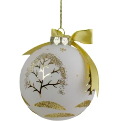 4" Gold and White Moose Christmas Ball Ornament