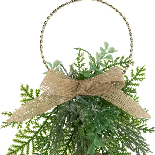 11.25" Gold Bells Christmas Door Hanger with Burlap Bow