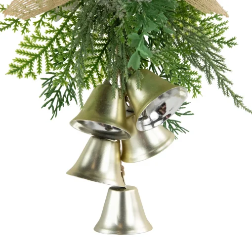11.25" Gold Bells Christmas Door Hanger with Burlap Bow