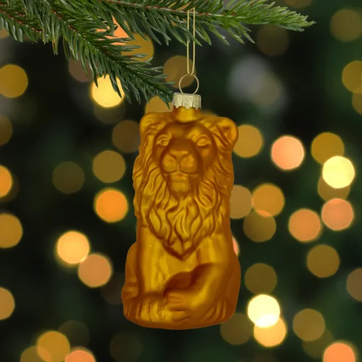 2.5" Gold Lion Glass Christmas Ornament