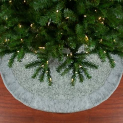48" Gray and Silver Faux Fur Snake Skin Pattern Christmas Tree Skirt