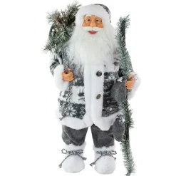 24" Gray and White Nordic Santa Claus Christmas Figure