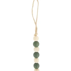 6' Green and Cream Wooden Beads Christmas Garland, Unlit