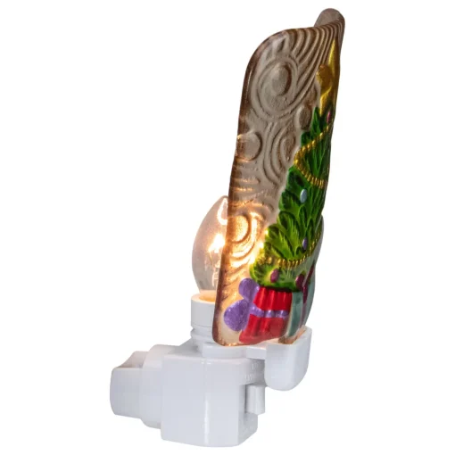 4" Green and Gold Christmas Tree Night Light