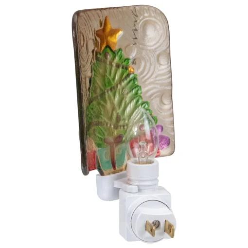 4" Green and Gold Christmas Tree Night Light