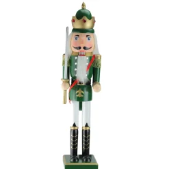 24" Green and Gold Christmas Nutcracker King with Sword