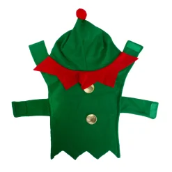 27" Green and Red Christmas Elf Dog Costume - Size Extra Small