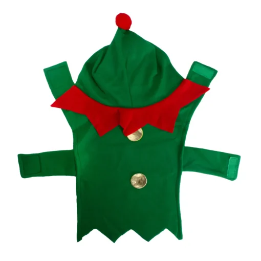 27" Green and Red Christmas Elf Dog Costume - Size Extra Small
