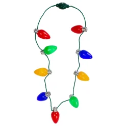 16" Green and Red Flashing Retro Bulb Christmas Necklace