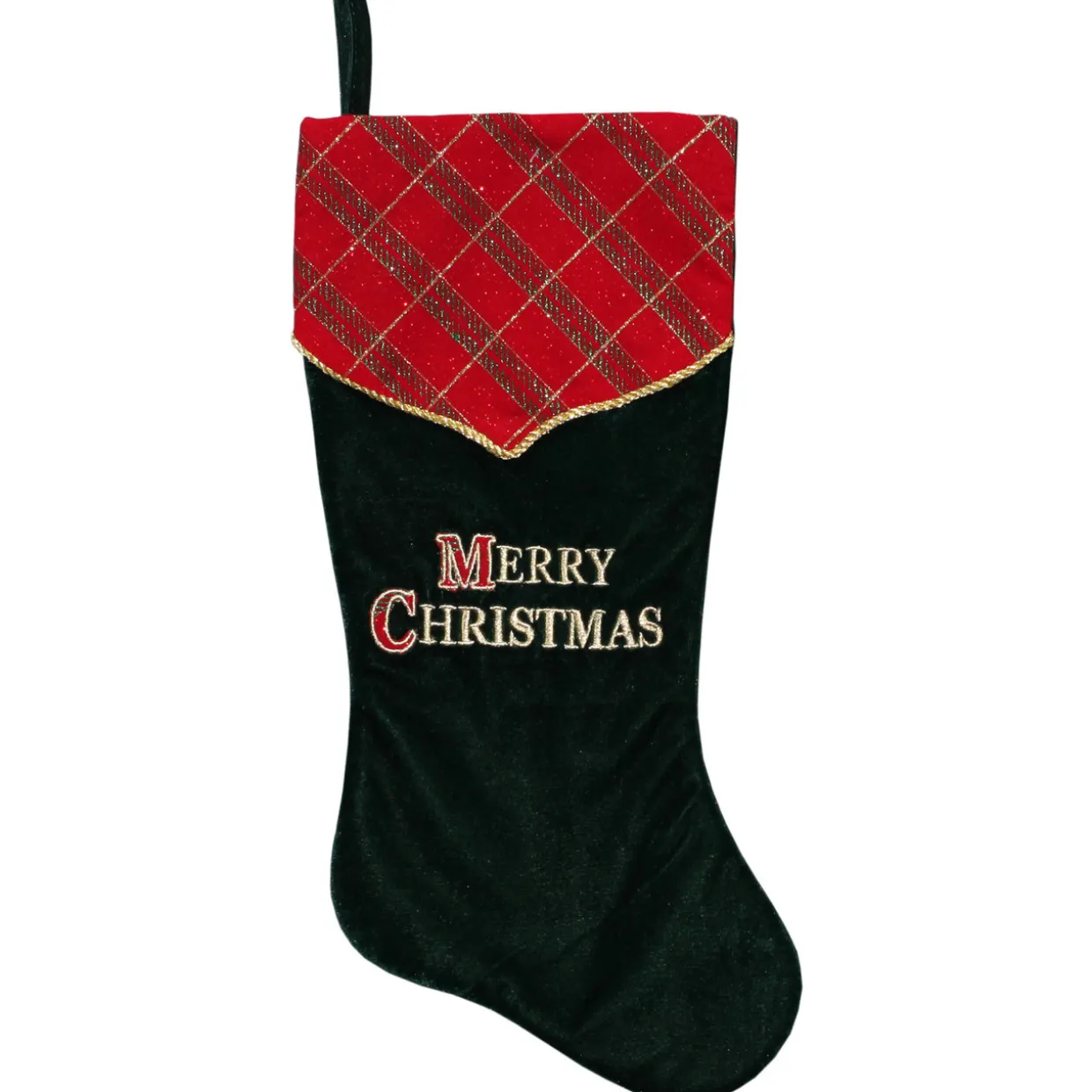 19" Green and Red 'Merry Christmas' Christmas Stocking