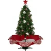 6' Green and Red Musical Lighted Snowing Artificial Christmas Tree, White LED Lights